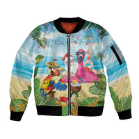 Have Yourself A Beachy Little Christmas Sleeve Zip Bomber Jacket with Santa Chilling LT7 Unisex Colorful - Polynesian Pride