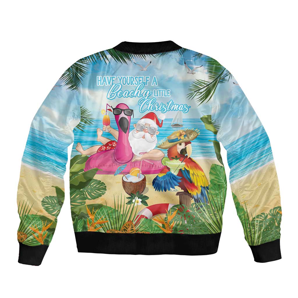 Have Yourself A Beachy Little Christmas Sleeve Zip Bomber Jacket with Santa Chilling LT7 - Polynesian Pride