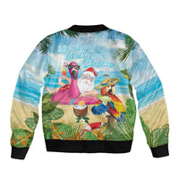 Have Yourself A Beachy Little Christmas Sleeve Zip Bomber Jacket with Santa Chilling LT7 - Polynesian Pride