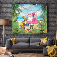 Have Yourself A Beachy Little Christmas Tapestry with Santa Chilling LT7 Colorful - Polynesian Pride
