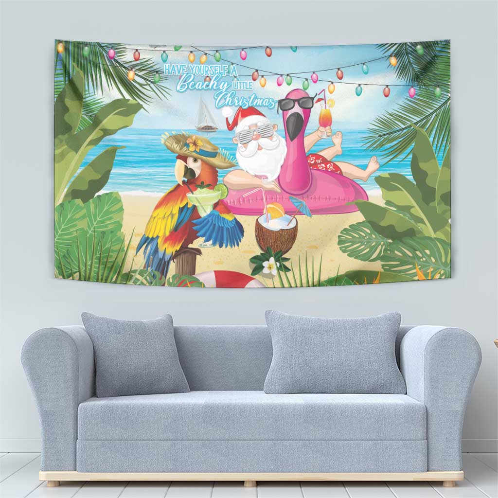 Have Yourself A Beachy Little Christmas Tapestry with Santa Chilling LT7 - Polynesian Pride