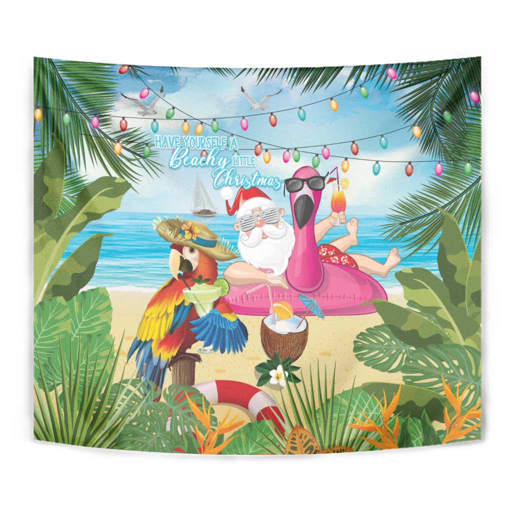 Have Yourself A Beachy Little Christmas Tapestry with Santa Chilling LT7 - Polynesian Pride