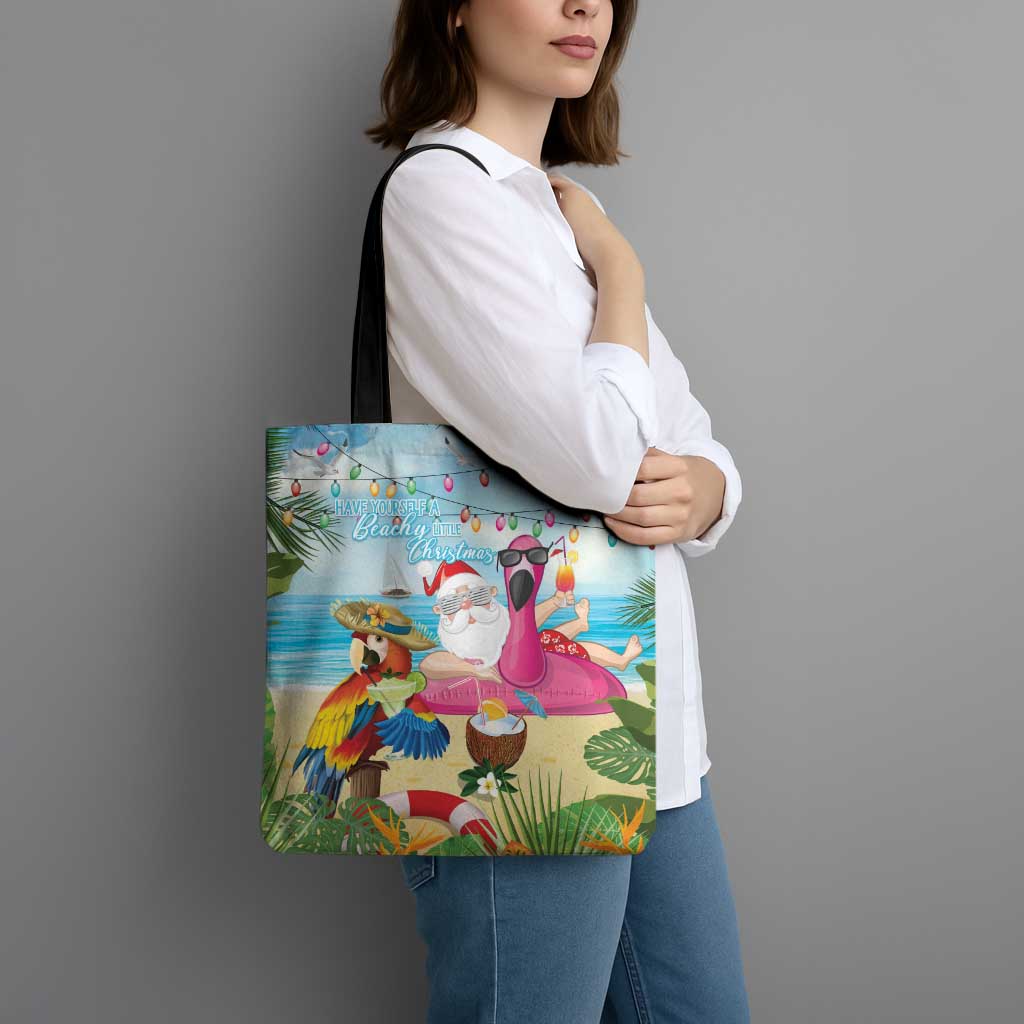 Have Yourself A Beachy Little Christmas Tote Bag with Santa Chilling - Polynesian Pride