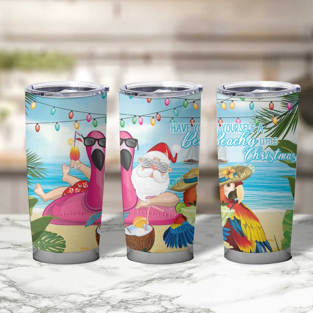 Have Yourself A Beachy Little Christmas Tumbler Cup with Santa Chilling LT7 - Polynesian Pride