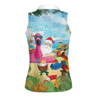 Have Yourself A Beachy Little Christmas Women Sleeveless Polo Shirt with Santa Chilling LT7 - Polynesian Pride