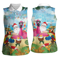 Have Yourself A Beachy Little Christmas Women Sleeveless Polo Shirt with Santa Chilling LT7 - Polynesian Pride