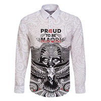 Aotearoa Personalized Family Matching Long Sleeve Bodycon Dress and Hawaiian Shirt Proud To Be Maori LT7 Dad's Shirt - Long Sleeve White - Polynesian Pride