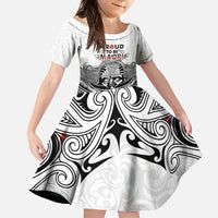 Aotearoa Personalized Family Matching Mermaid Dress and Hawaiian Shirt Proud To Be Maori LT7 Daughter's Dress White - Polynesian Pride