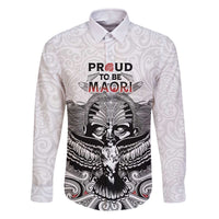 Aotearoa Personalized Family Matching Off The Shoulder Long Sleeve Dress and Hawaiian Shirt Proud To Be Maori LT7 Dad's Shirt - Long Sleeve White - Polynesian Pride