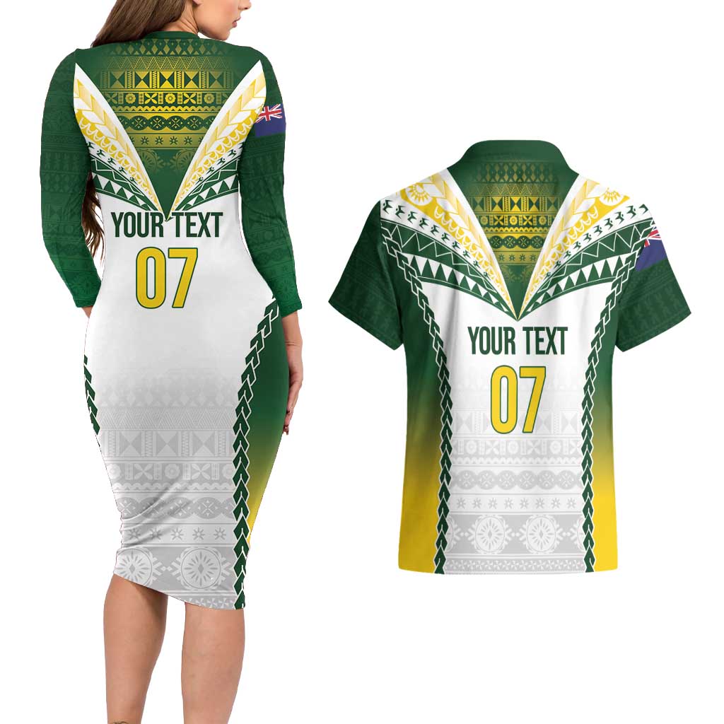 Cook Islands Rugby Custom Couples Matching Long Sleeve Bodycon Dress and Hawaiian Shirt Kuki's Aitu Champions LT7 - Polynesian Pride