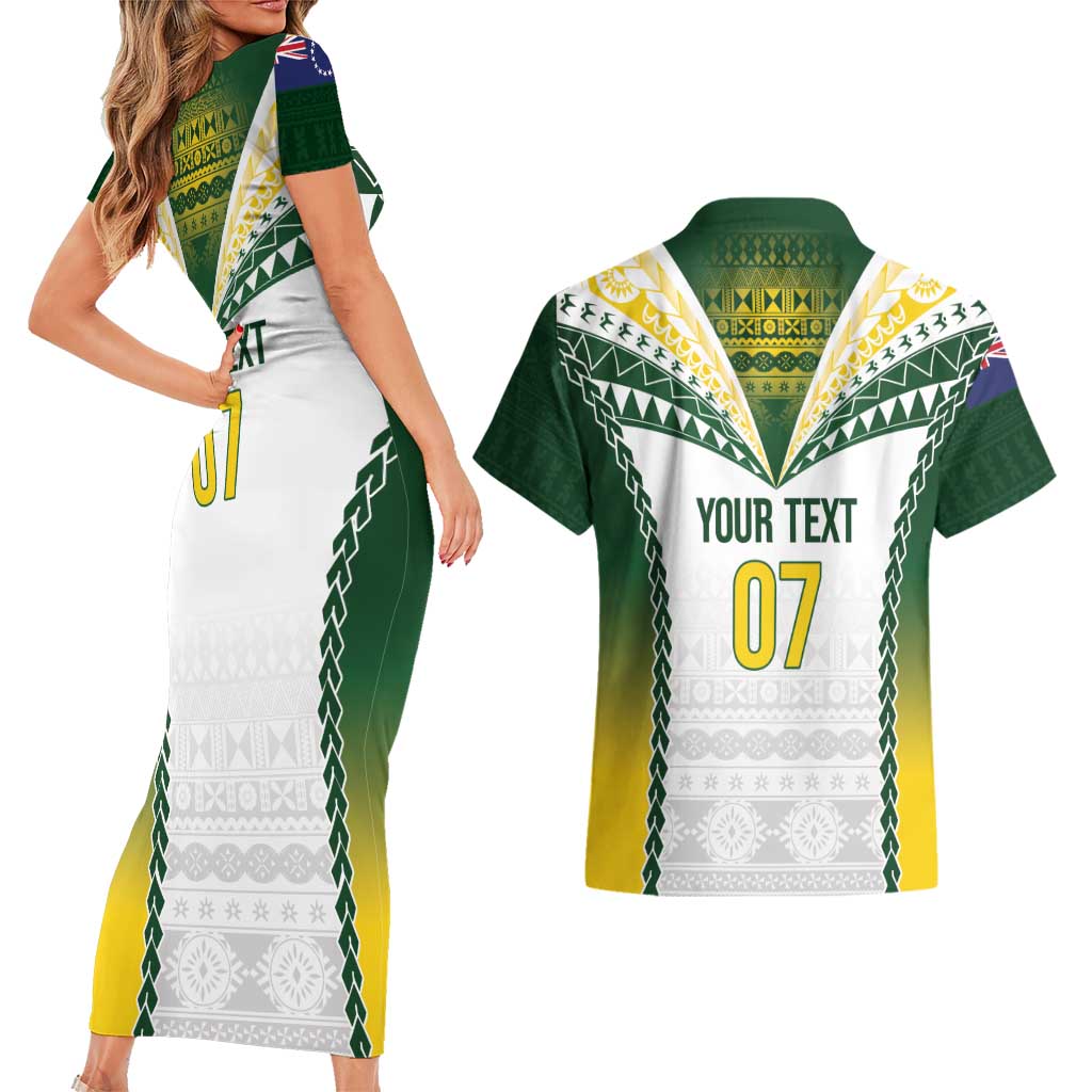 Cook Islands Rugby Custom Couples Matching Short Sleeve Bodycon Dress and Hawaiian Shirt Kuki's Aitu Champions LT7 - Polynesian Pride