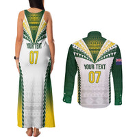 Cook Islands Rugby Custom Couples Matching Tank Maxi Dress and Long Sleeve Button Shirt Kuki's Aitu Champions LT7 - Polynesian Pride