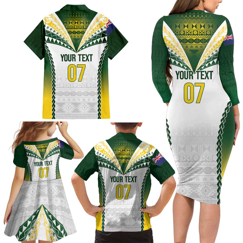 Cook Islands Rugby Custom Family Matching Long Sleeve Bodycon Dress and Hawaiian Shirt Kuki's Aitu Champions LT7 - Polynesian Pride