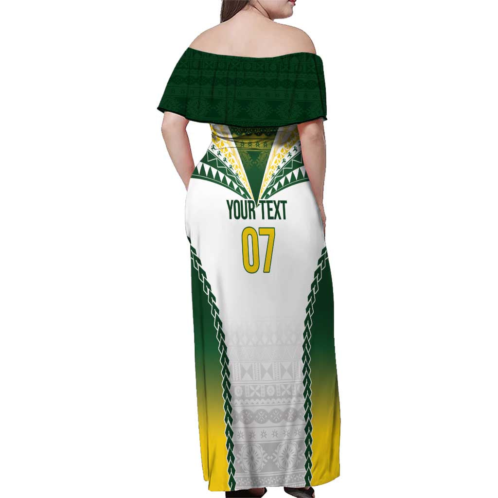 Cook Islands Rugby Custom Family Matching Off Shoulder Maxi Dress and Hawaiian Shirt Kuki's Aitu Champions LT7 - Polynesian Pride