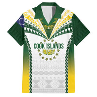 Cook Islands Rugby Custom Family Matching Off Shoulder Short Dress and Hawaiian Shirt Kuki's Aitu Champions LT7 Dad's Shirt - Short Sleeve Colorful - Polynesian Pride
