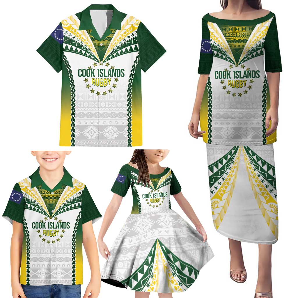 Cook Islands Rugby Custom Family Matching Puletasi and Hawaiian Shirt Kuki's Aitu Champions LT7 - Polynesian Pride
