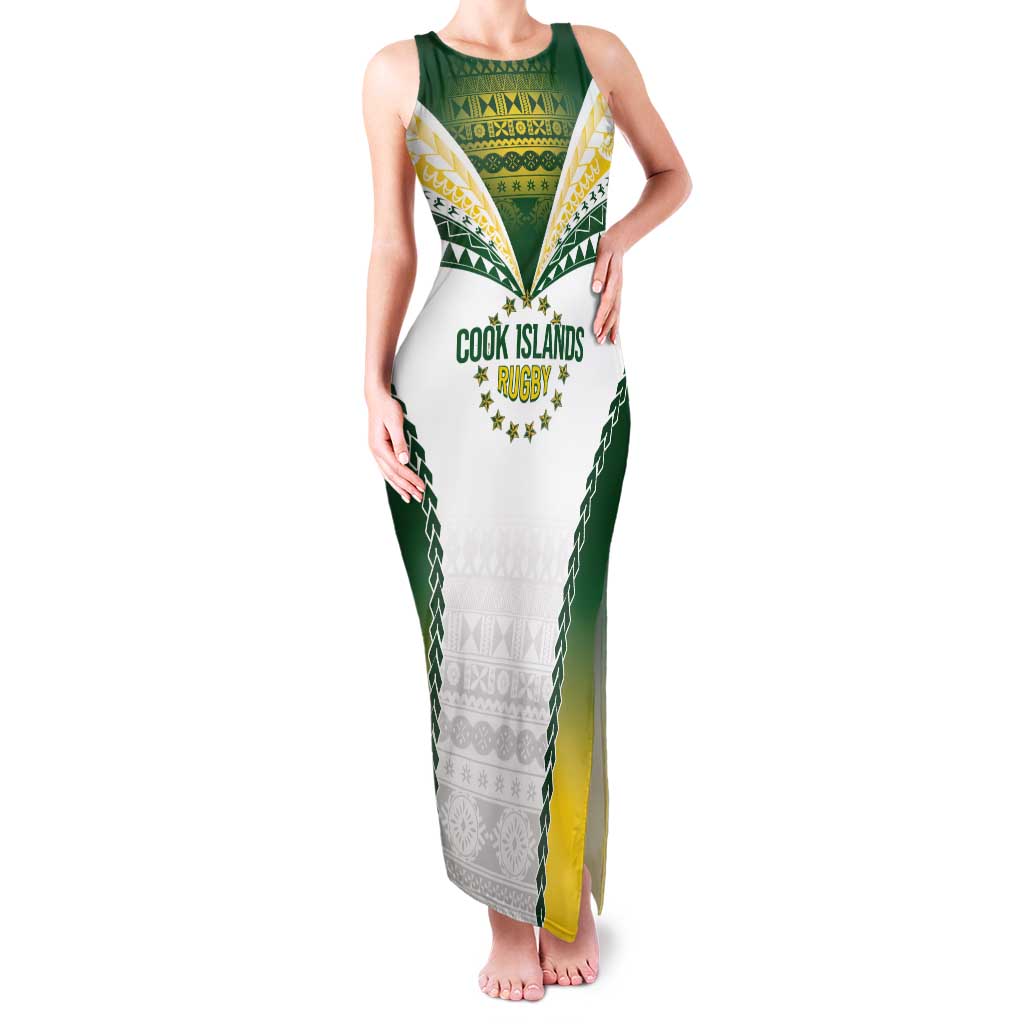Cook Islands Rugby Custom Family Matching Tank Maxi Dress and Hawaiian Shirt Kuki's Aitu Champions LT7 Mom's Dress Colorful - Polynesian Pride