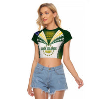Cook Islands Rugby Custom Raglan Cropped T Shirt Kuki's Aitu Champions LT7 Female Colorful - Polynesian Pride