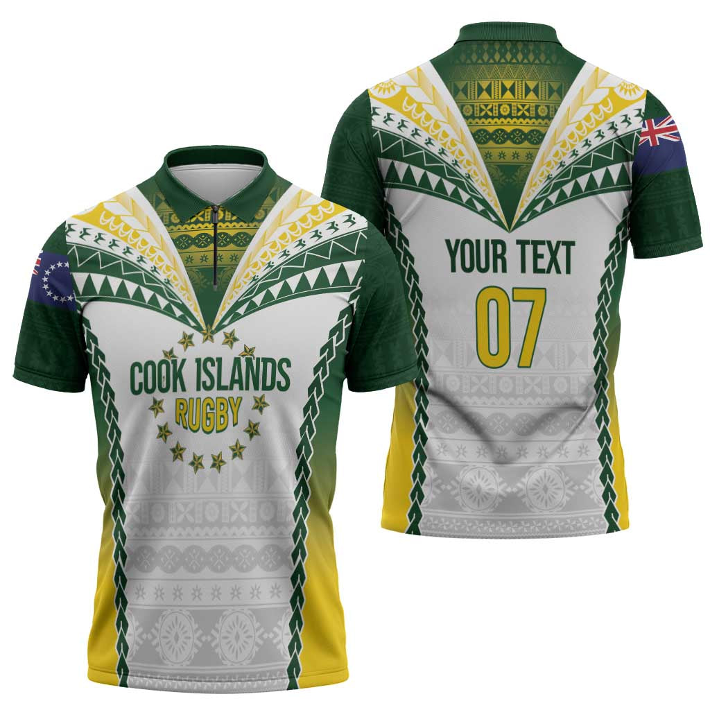 Cook Islands Rugby Custom Zipper Polo Shirt Kuki's Aitu Champions - Polynesian Pride
