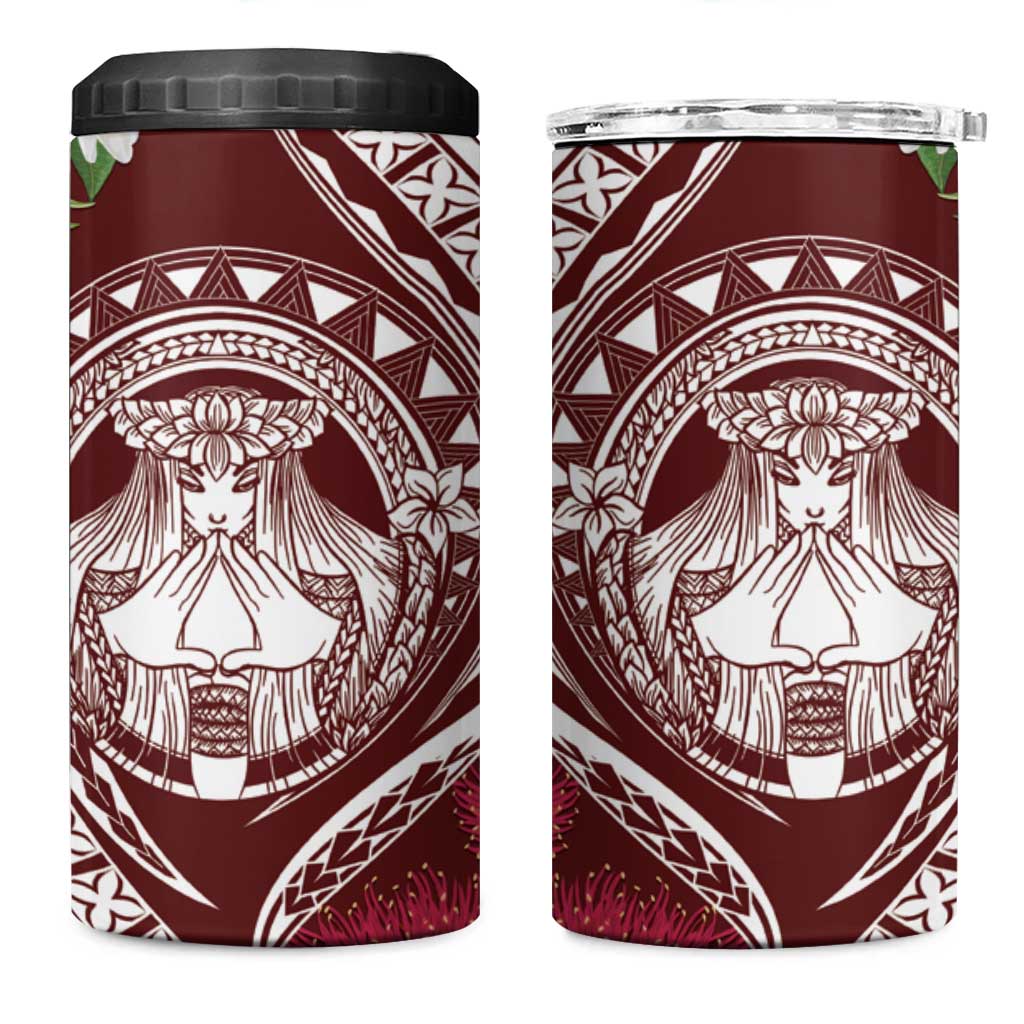 Aloha Hawaii Big Island 4 in 1 Can Cooler Tumbler Ohia Lehua Wahine LT7 One Size: 16 oz Red - Polynesian Pride