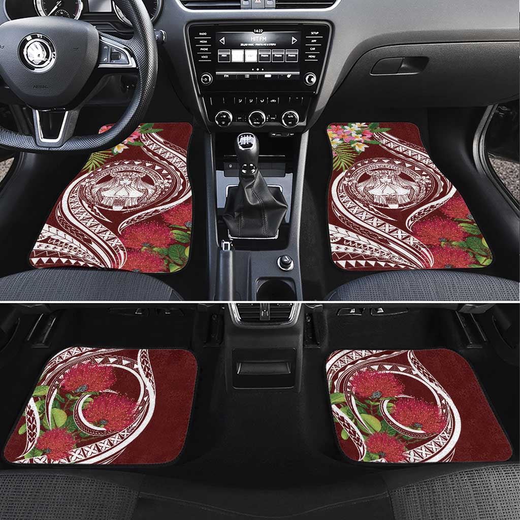 Aloha Hawaii Big Island Car Mats Ohia Lehua Wahine LT7 Set 4pcs Red - Polynesian Pride