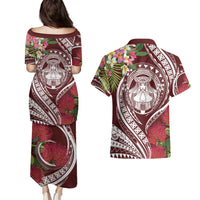 Aloha Hawaii Big Island Couples Matching Puletasi and Hawaiian Shirt Ohia Lehua Wahine LT7 - Polynesian Pride