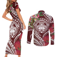 Aloha Hawaii Big Island Couples Matching Short Sleeve Bodycon Dress and Long Sleeve Button Shirt Ohia Lehua Wahine LT7 - Polynesian Pride