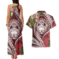 Aloha Hawaii Big Island Couples Matching Tank Maxi Dress and Hawaiian Shirt Ohia Lehua Wahine LT7 - Polynesian Pride