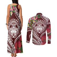 Aloha Hawaii Big Island Couples Matching Tank Maxi Dress and Long Sleeve Button Shirt Ohia Lehua Wahine LT7 - Polynesian Pride