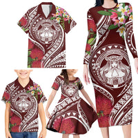 Aloha Hawaii Big Island Family Matching Long Sleeve Bodycon Dress and Hawaiian Shirt Ohia Lehua Wahine LT7 - Polynesian Pride