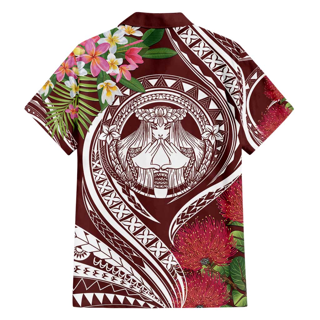 Aloha Hawaii Big Island Family Matching Long Sleeve Bodycon Dress and Hawaiian Shirt Ohia Lehua Wahine LT7 - Polynesian Pride