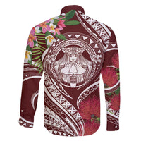 Aloha Hawaii Big Island Family Matching Off The Shoulder Long Sleeve Dress and Hawaiian Shirt Ohia Lehua Wahine LT7 - Polynesian Pride