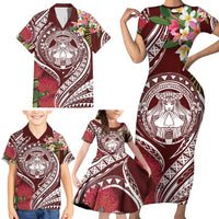 Aloha Hawaii Big Island Family Matching Short Sleeve Bodycon Dress and Hawaiian Shirt Ohia Lehua Wahine LT7 - Polynesian Pride