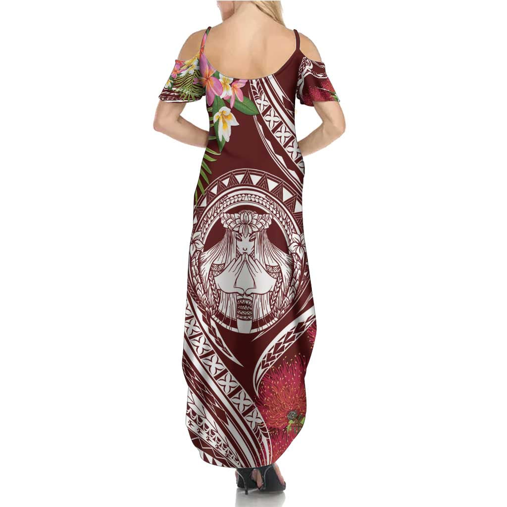 Aloha Hawaii Big Island Family Matching Summer Maxi Dress and Hawaiian Shirt Ohia Lehua Wahine LT7 - Polynesian Pride
