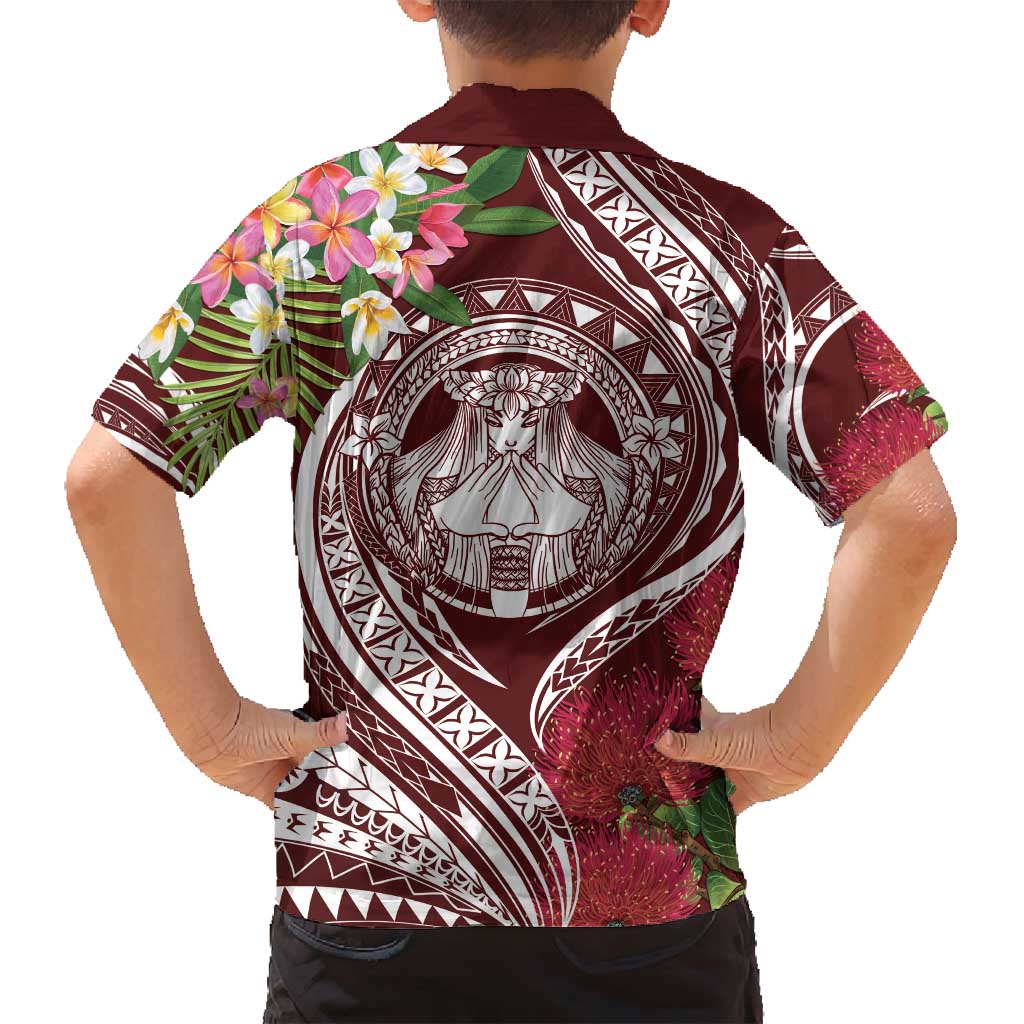 Aloha Hawaii Big Island Family Matching Tank Maxi Dress and Hawaiian Shirt Ohia Lehua Wahine LT7 - Polynesian Pride