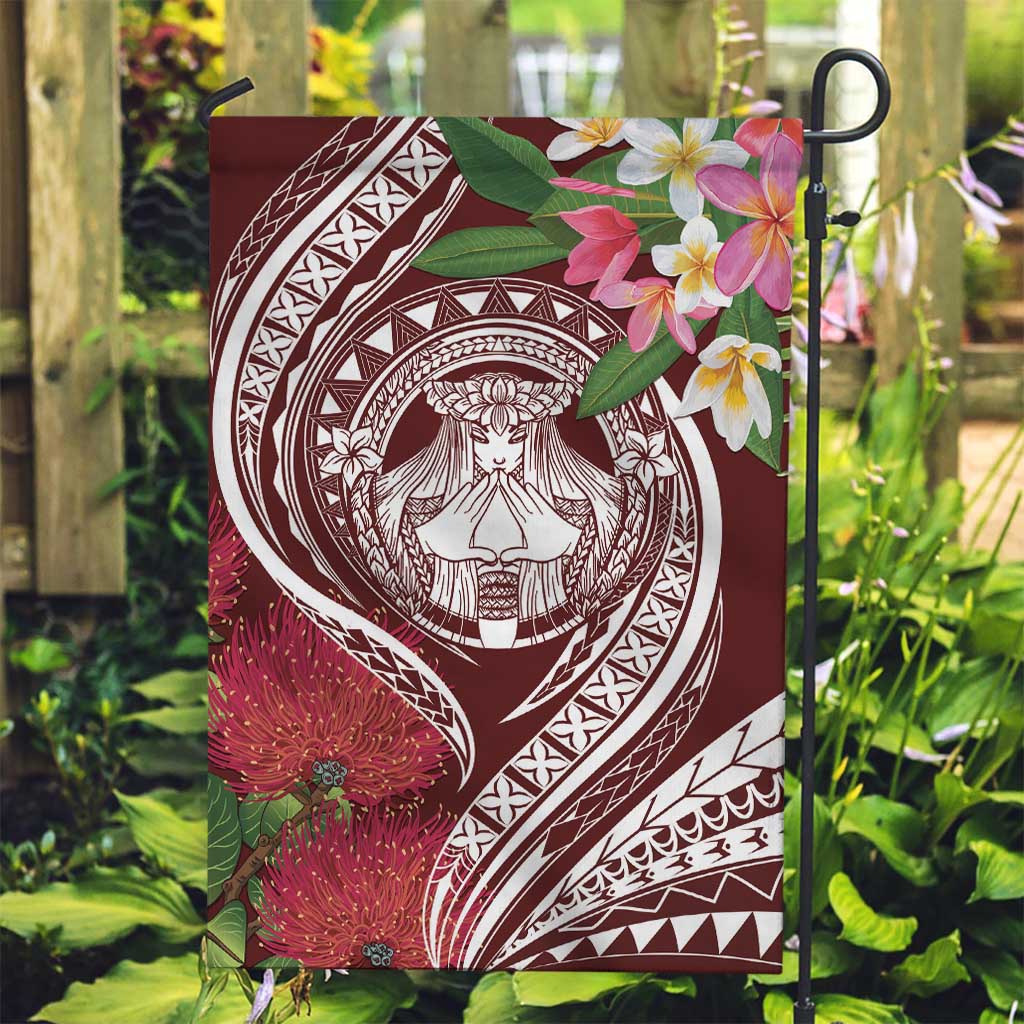 Aloha Hawaii Big Island Garden Flag Ohia Lehua Wahine LT7 Garden Flag Red - Polynesian Pride