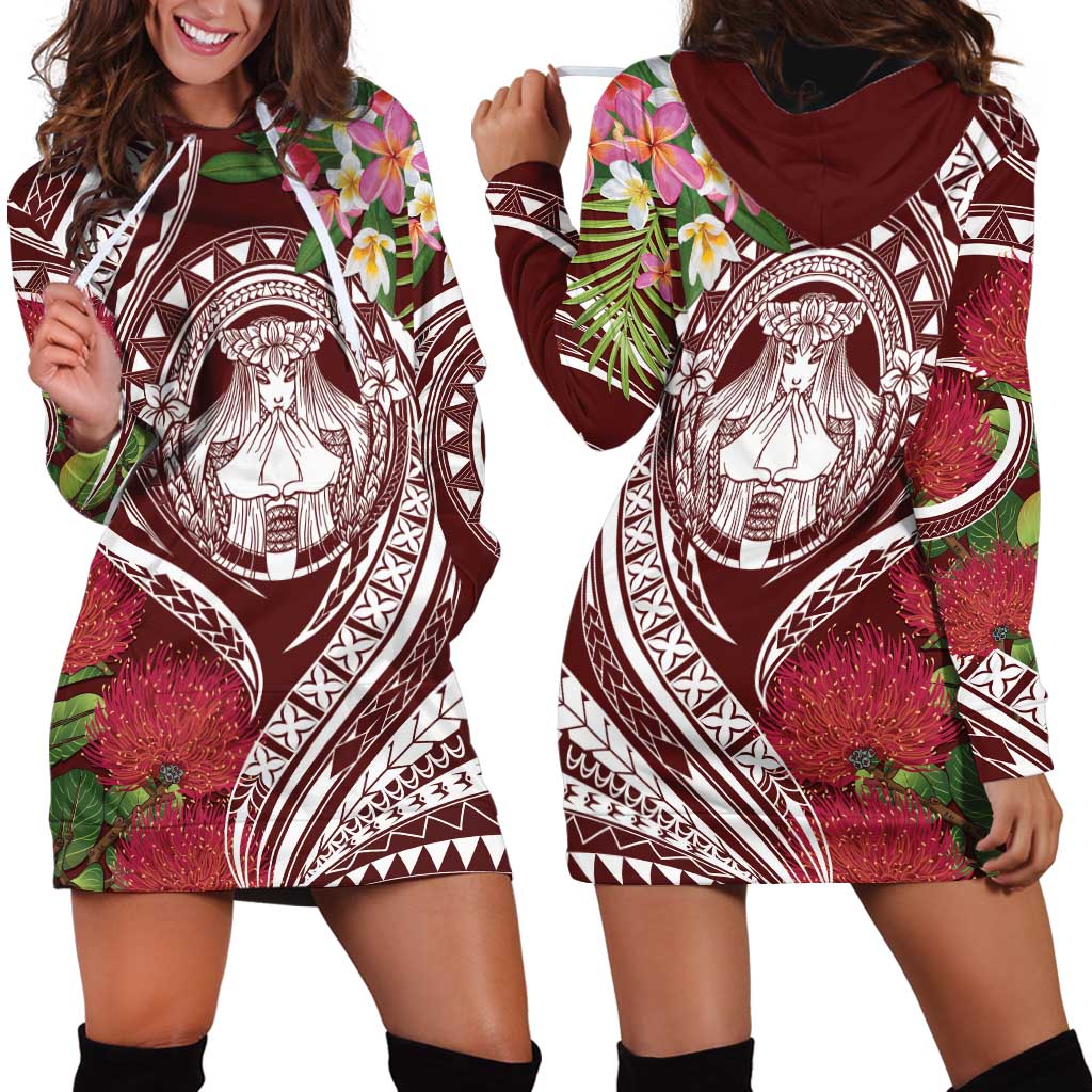 Aloha Hawaii Big Island Hoodie Dress Ohia Lehua Wahine LT7 - Polynesian Pride