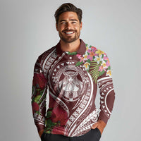 Aloha Hawaii Big Island Long Sleeve Polo Shirt Ohia Lehua Wahine LT7 - Polynesian Pride