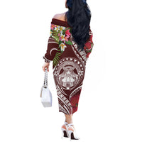 Aloha Hawaii Big Island Off The Shoulder Long Sleeve Dress Ohia Lehua Wahine LT7 - Polynesian Pride