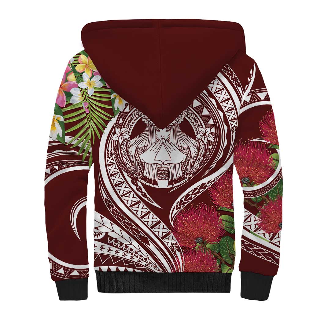 Aloha Hawaii Big Island Sherpa Hoodie Ohia Lehua Wahine LT7 - Polynesian Pride