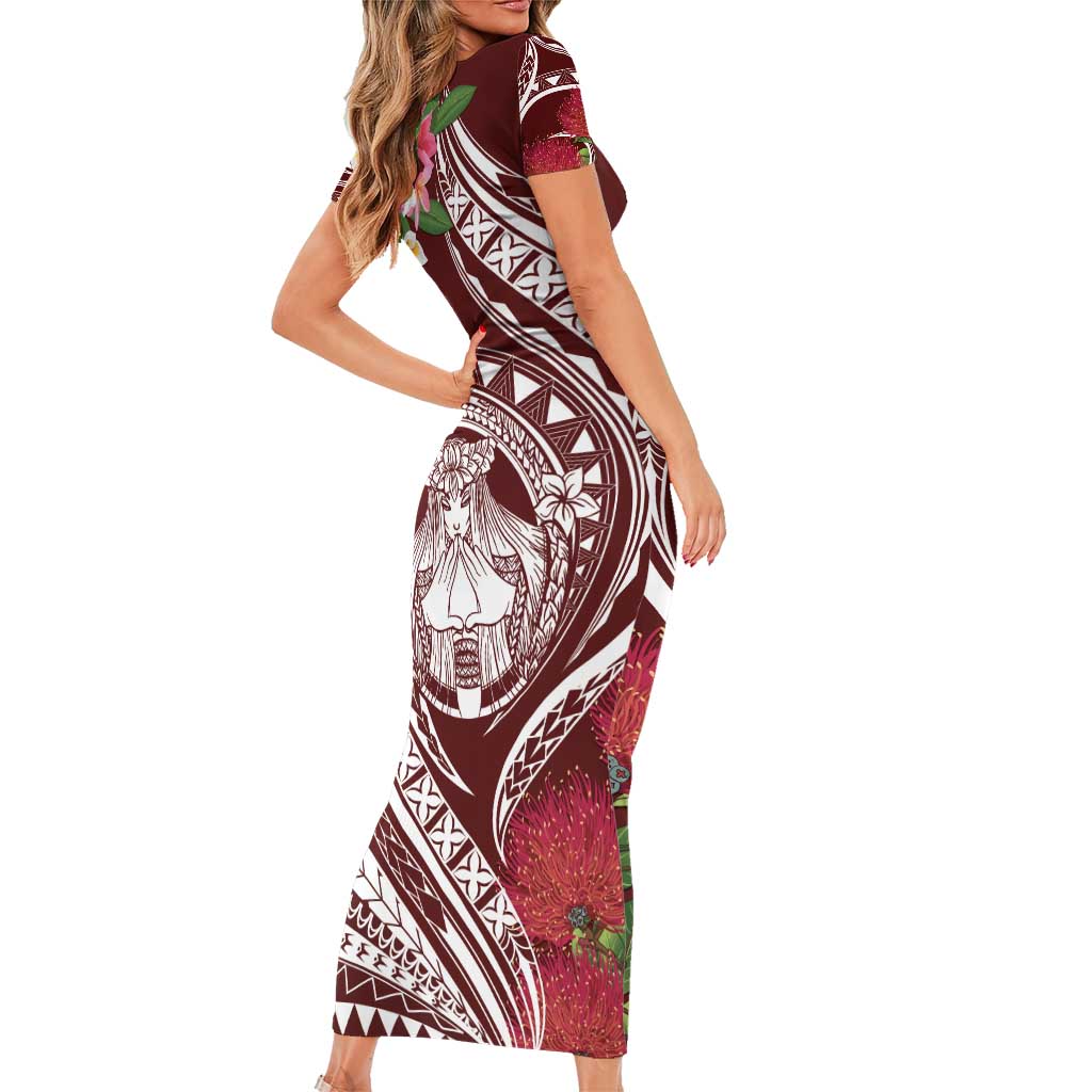 Aloha Hawaii Big Island Short Sleeve Bodycon Dress Ohia Lehua Wahine LT7 - Polynesian Pride