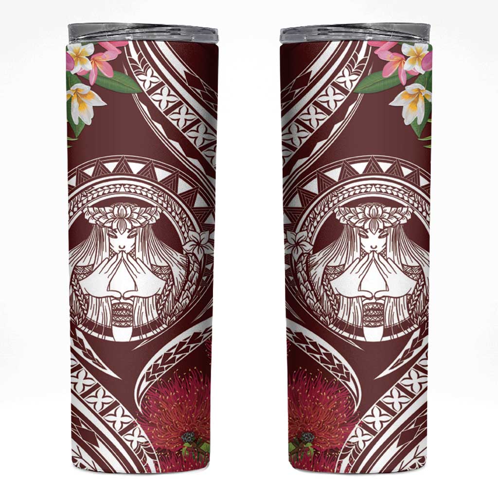 Aloha Hawaii Big Island Skinny Tumbler Ohia Lehua Wahine LT7 Red - Polynesian Pride