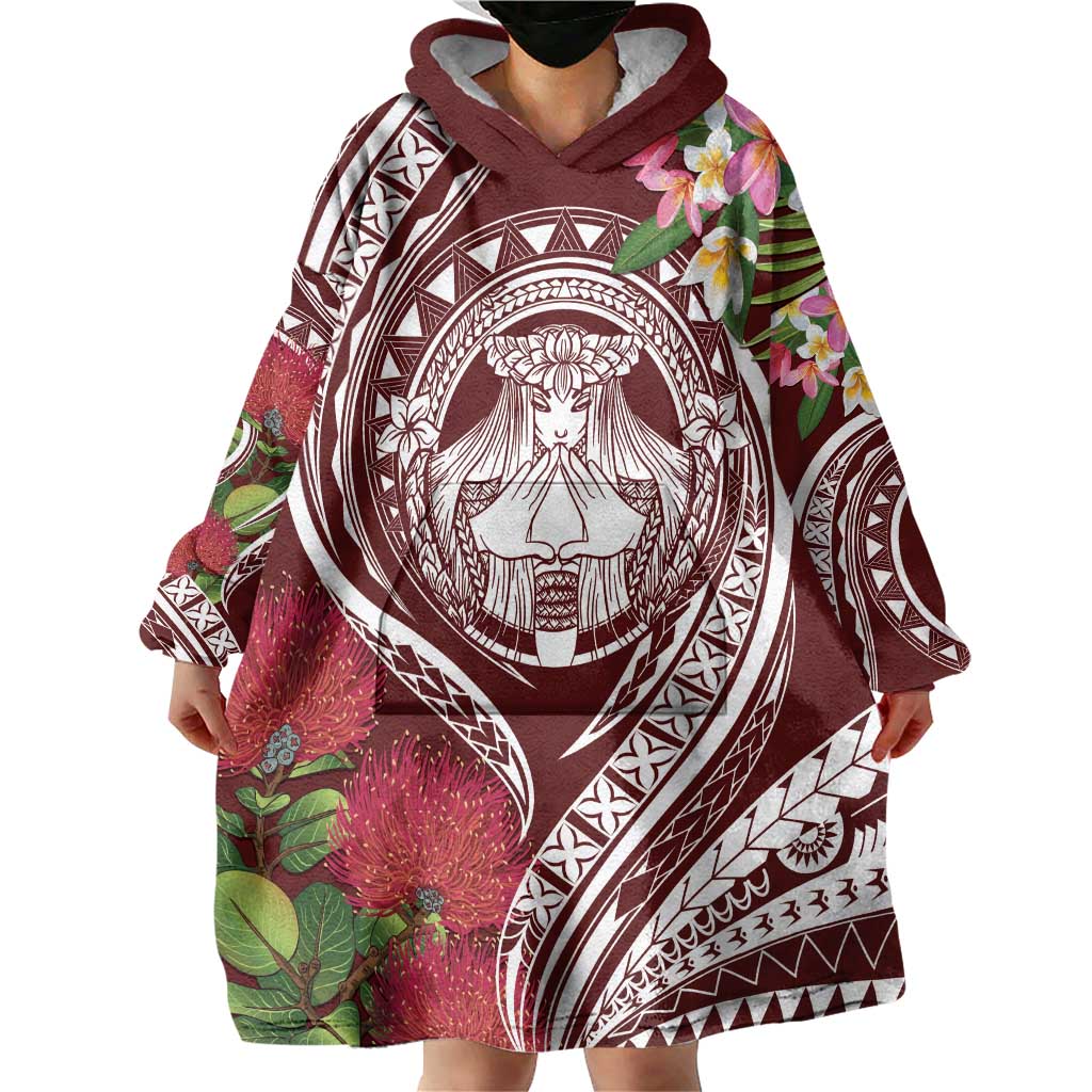 Aloha Hawaii Big Island Wearable Blanket Hoodie Ohia Lehua Wahine LT7 - Polynesian Pride
