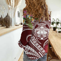 Aloha Hawaii Big Island Women Casual Shirt Ohia Lehua Wahine LT7 - Polynesian Pride