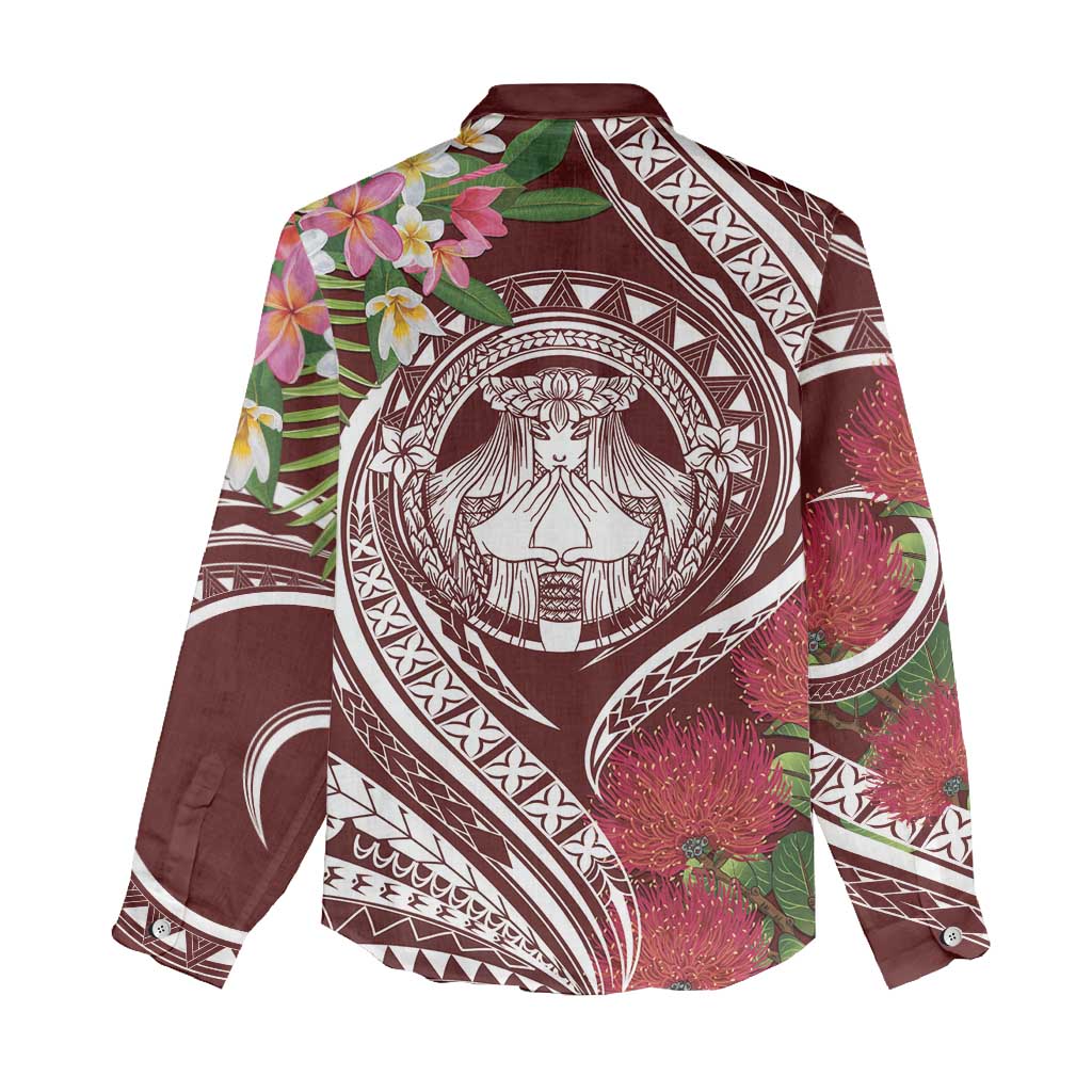 Aloha Hawaii Big Island Women Casual Shirt Ohia Lehua Wahine LT7 - Polynesian Pride
