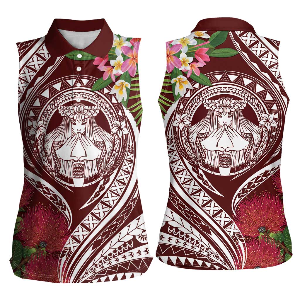 Aloha Hawaii Big Island Women Sleeveless Polo Shirt Ohia Lehua Wahine LT7 - Polynesian Pride