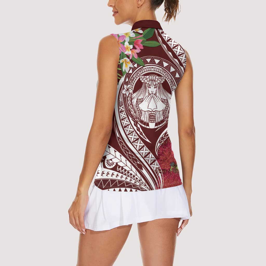 Aloha Hawaii Big Island Women Sleeveless Polo Shirt Ohia Lehua Wahine LT7 - Polynesian Pride