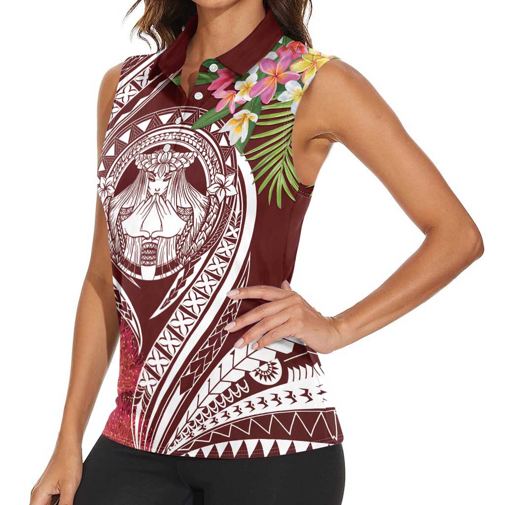 Aloha Hawaii Big Island Women Sleeveless Polo Shirt Ohia Lehua Wahine LT7 - Polynesian Pride