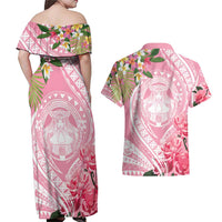 Aloha Hawaii Maui Couples Matching Off Shoulder Maxi Dress and Hawaiian Shirt Goddess Lokelani Rose LT7 - Polynesian Pride