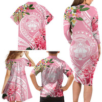 Aloha Hawaii Maui Family Matching Long Sleeve Bodycon Dress and Hawaiian Shirt Goddess Lokelani Rose LT7 - Polynesian Pride